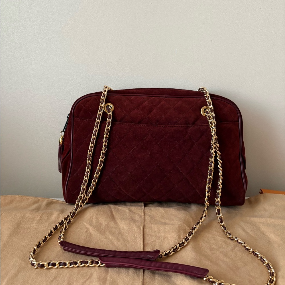 Burgundy Quilted Crossbody Bag